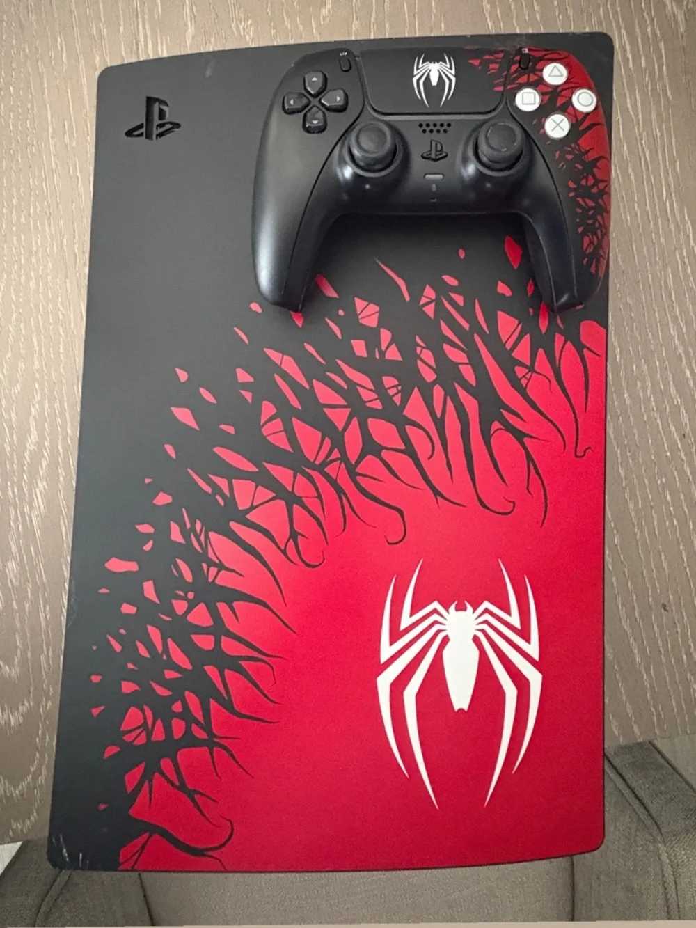 Sony PlayStation Slim Console in Black & Red Spider Graphic